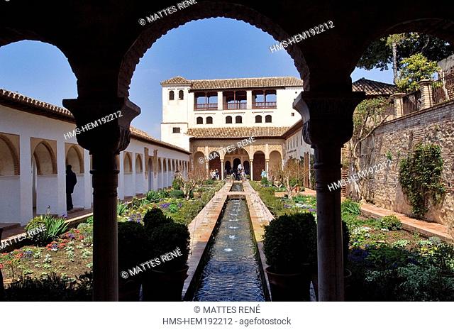 Spain, Andalusia, Granada, the Alhambra, listed as World Heritage by UNESCO, the Generalife Gardens