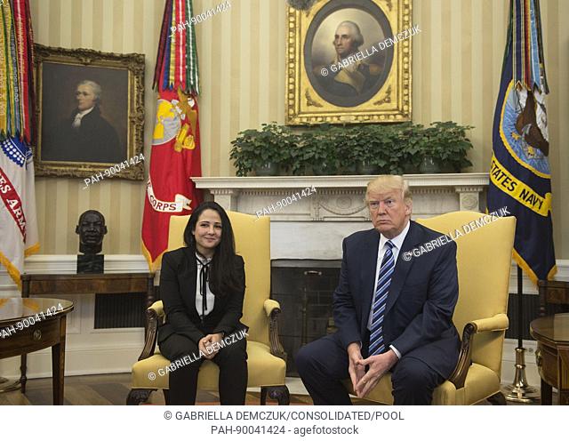 American charity worker Aya Hijazi, 30, who was imprisoned in Cairo for three years, meets with United States President Donald J