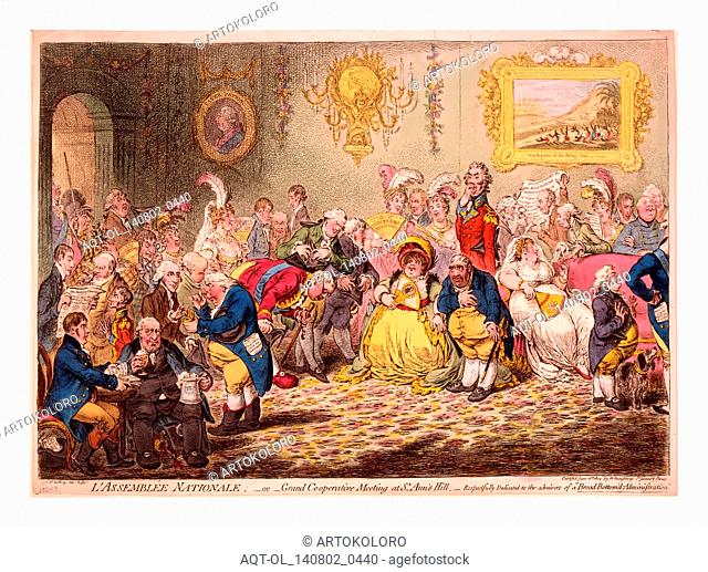 L'assemblee nationale or grand cooperation meeting at St. Ann's Hill. Respectfully dedicated to the admirers of A Broad-Bottom'd Administration, Gillray, James