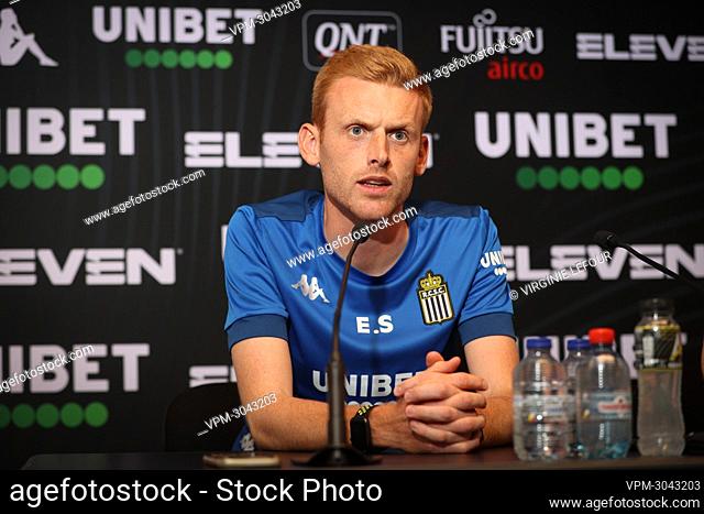 Charleroi's head coach Edward Still pictured during a press conference of Belgian first division team Sporting Charleroi ahead of the match against KAS Eupen