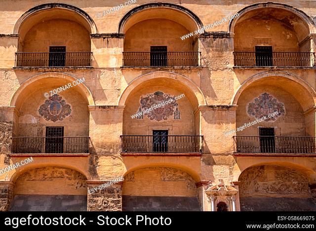 The Mosque Cathedral in Cordoba, Spain. Exterior wall facade view
