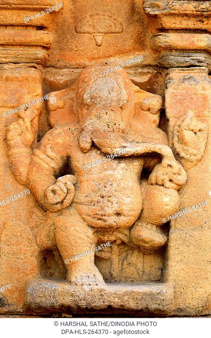 Ganesh relief, Pattadakal temple, Karnataka, India, Asia