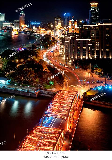Shanghai city architecture night, China