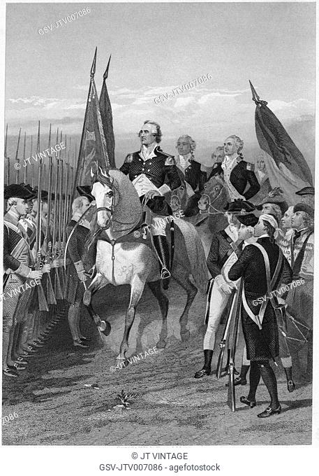 “Washington Taking Command of the Army”, 3 July 1775, Painting by Alonzo Chappel, Engraving Printed by Henry J. Johnson Publisher, NY, 1879