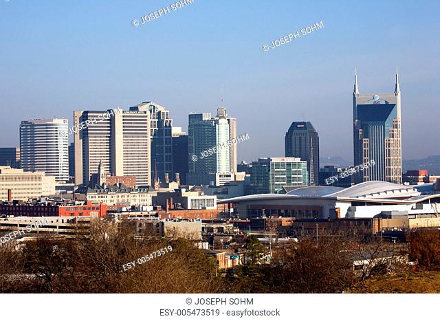 The Nashville skyline as viewed from the west side and 5 stories above ground