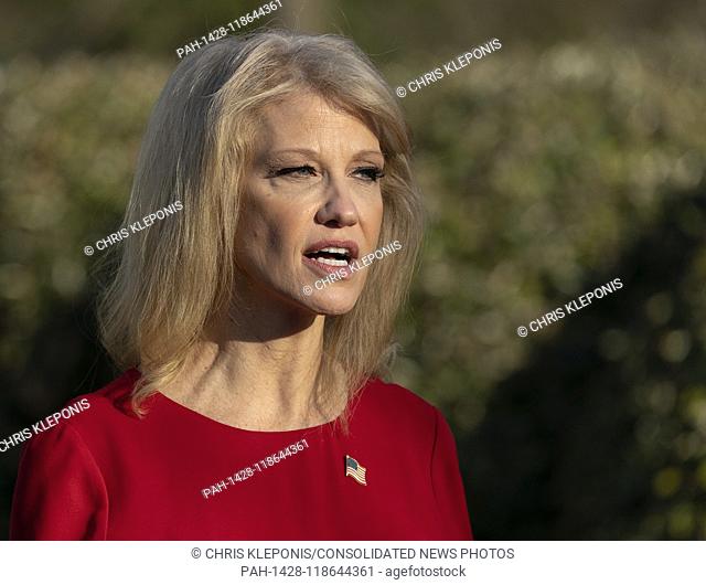 Senior Counselor Kellyanne Conway speaks to the media, March 25, 2019 at the White House in Washington, DC, Credit: Chris Kleponis / CNP | usage worldwide