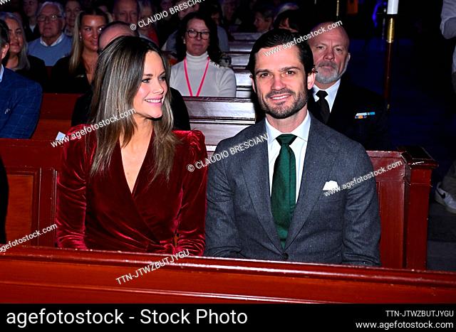 Prince Carl Philip and Princess Sofia attend the concert ""Christmas in Vasastan"" in Gustaf Vasa church, Stockholm, Sweden 21 December 2023
