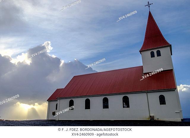 Vik church in winter, Iceland