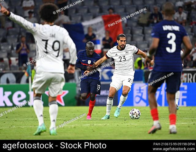15 June 2021, Bavaria, Munich: Football: European Championship, France - Germany, preliminary round, Group F, matchday 1 at the EM Arena in Munich