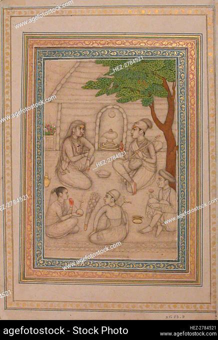 Hindus Conversing before a Shrine, 17th century. Creator: Unknown
