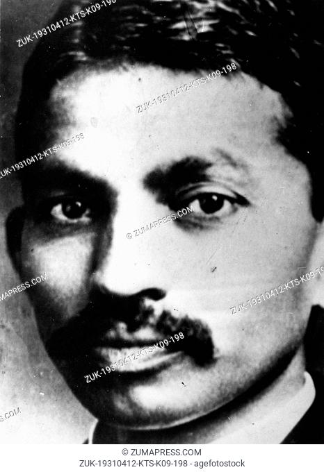 April 12, 1931 - De Aar, South Africa - Religious leader MAHATMA GANDHI (1869-1948) as a young man shortly after his return from South Africa