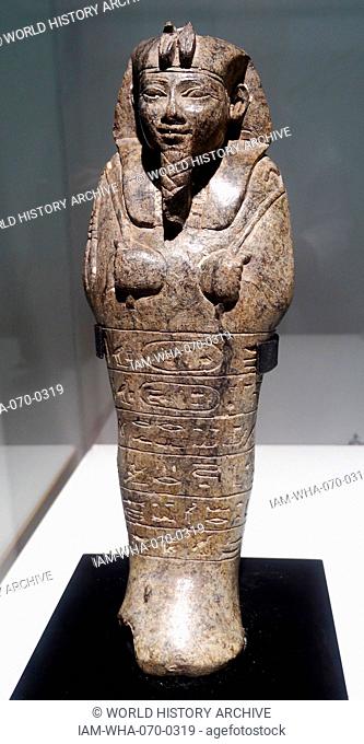 Ushabti of Senkamanisken. Serpentine. King Senkamanisken, Nuri, Napatan Period (643-623 B.C.)