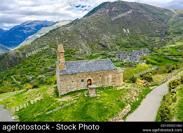 Roman Church of Hermitage of San Quirce de Durro (Catalonia - Spain). This is one of the nine churches which belongs to the UNESCO World Heritage Site