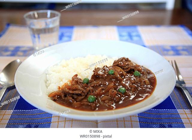 Hashed beef and rice