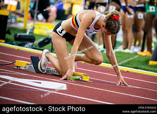 Helena Ponette pictured in action during the final of the women's 4x400m relay race, at the 19th IAAF World Athletics Championships in Eugene, Oregon, USA