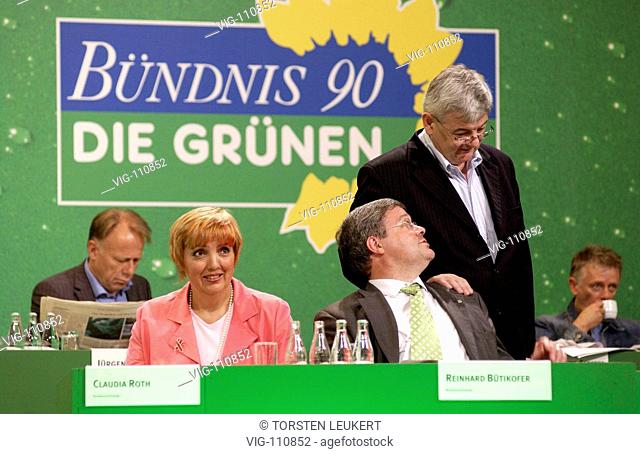 Conference of Buendnis 90/The Greens: Claudia ROTH, federal party chairwoman, Reinhard BUETIKOFER, federal chairman and Joschka FISCHER