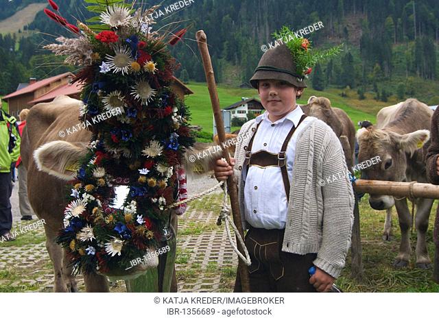Viehscheid, celebration of the cows returning from the Alps, Riezlern, Kleinwalsertal, Little Walser Valley, Allgaeu, Vorarlberg, Austria, Europe