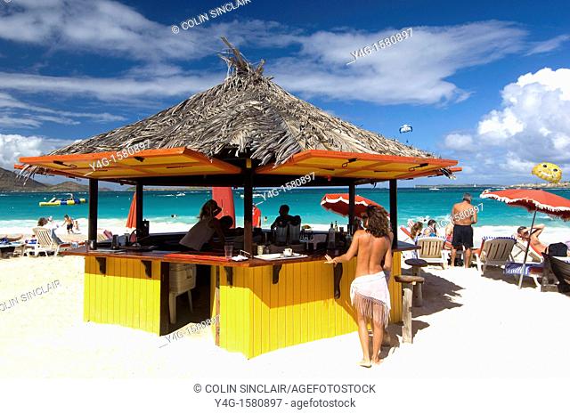 St  Martin, Carib, Orient Beach, beach bar