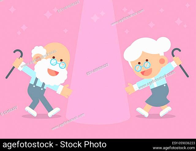 cute cartoon old couple enjoy life with yellow background, Stock Vector,  Vector And Low Budget Royalty Free Image. Pic. ESY-052305504 | agefotostock