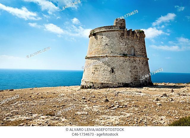 Tower of Garroveret at cape of Barbaria berberia, Formentera, Balearic Islands, Spain