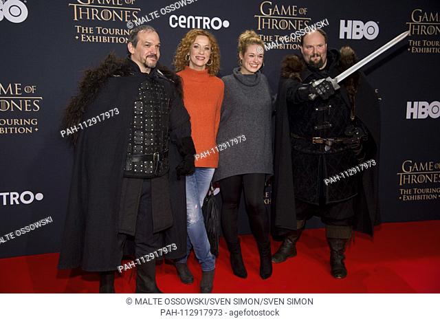 Madeleine KRAKOR, left, actress, Madlen KANIUTZ, actress, with cosplayers, opening of the exhibition ""Game of Thrones"" - Touring, Red Carpet, Red Carpet Show