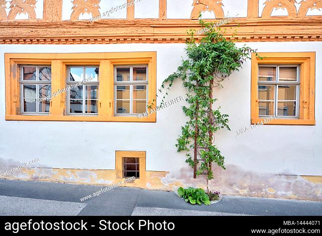 Patrician house, half-timbered house, architectural monument, house facade, architecture, village view, summer, Gerolzhofen