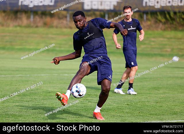 Gent's Michael Ngadeu pictured in action during a training session of JPL KAA Gent on the second day of their summer stage in Stegersbach, Austria