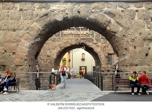 Pretoria door in Aosta. Roman fortification. Italy