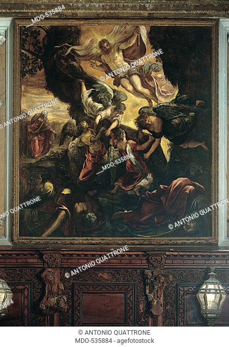 The Baptism, by Robusti Jacopo known as Tintoretto, 1579, 16th Century, Unknow. Italy, Veneto, Venice, Scuola Grande di San Rocco, main room. All