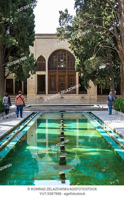 Courtyard of oldest extant Persian garden in Iran called Fin Garden (Bagh-e Fin), located in Kashan city