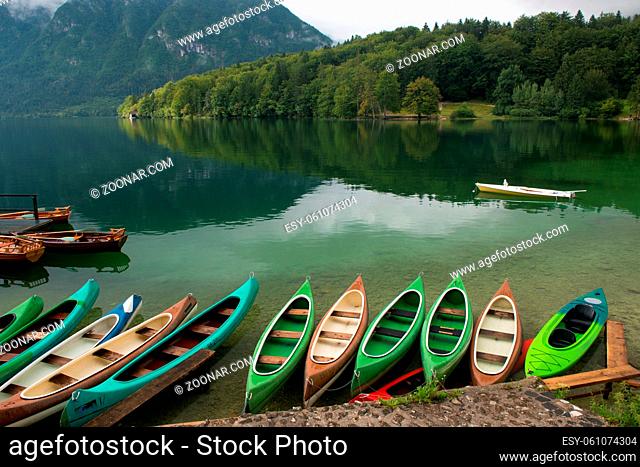 The shore of the Lake Bohinj, situated in Slovenia