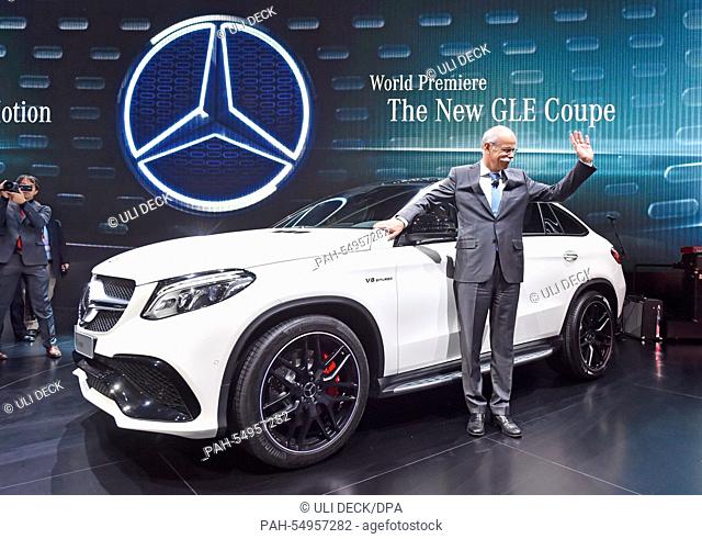 Dieter Zetsche, chariman of Daimler AG and head of Mercedes-Benz cars, presents the new Mercedes-Benz GLE Coupe during the media preview of the North American...