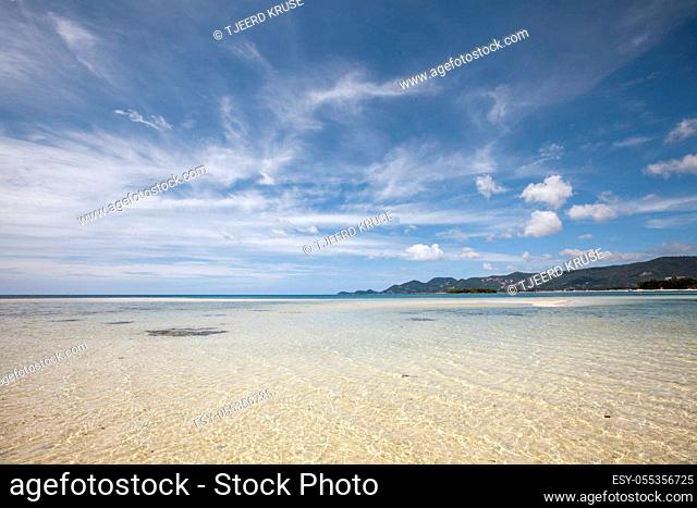 Beautiful Thailand sand beach and tropical sea in a clear blue sky day, Samui island