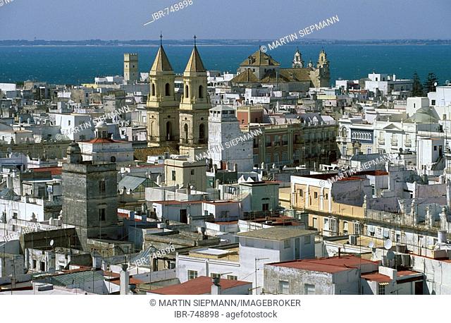 San Antonio Church, view from Torre Tavira (Tavira Tower), Cádiz, Costa de la Luz, Cádiz Province, Andalusia, Spain