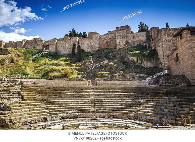 Teatro Romano in Malaga - Andalucia, Spain. The roman amphitheatre is one of the oldest landmarks in Malaga, thought to have been built in the first century BC