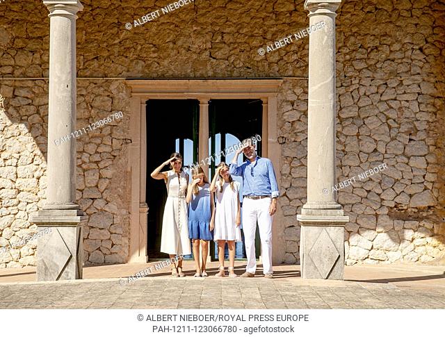 King Felipe, Queen Letizia, Princess Leonor and Princess Sofia of Spain at la Casa Museo Son Marroig in Deia, on August 08, 2019