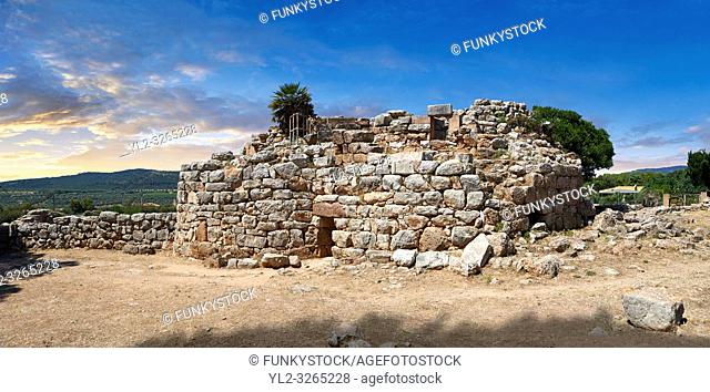 Pictures and image of the exterior ruins of Palmavera prehistoric central Nuraghe tower, archaeological site, middle Bronze age (1500 BC), Alghero, Sardinia