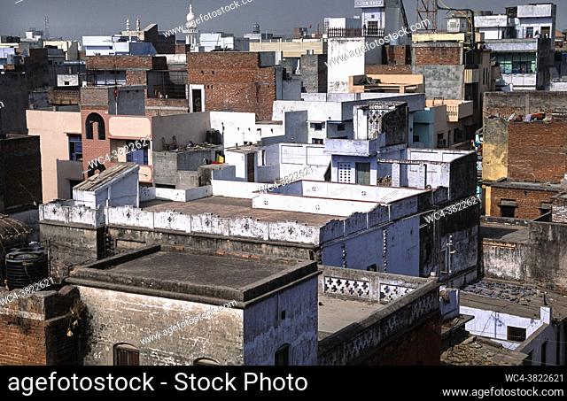 Varanasi, Uttar Pradesh, India, Asia - Elevated view of the roofs and buildings in the historic old city not far from the Ganges River