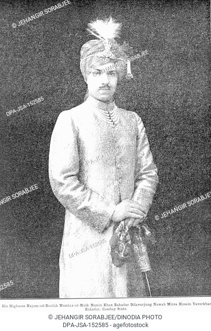 Princes of India ; His Highness Najum ud Daulah Mumtaz ul Mulk Momin Khan Bahadur Dilavarjung Nawab Mirza Husain Yaverkhan Bahadur ; Cambay State ; India NO MR
