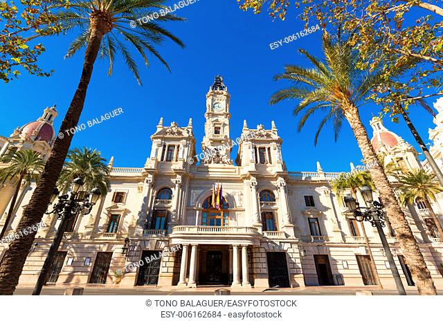 Valencia Ayuntamiento city town hall building and square in Spain