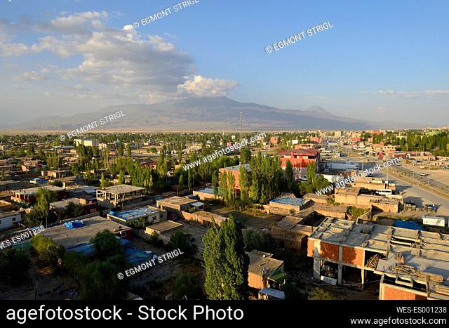 Turkey, Eastern Anatolia, Agri Province, View over Dogubayazit towards Mount Ararat