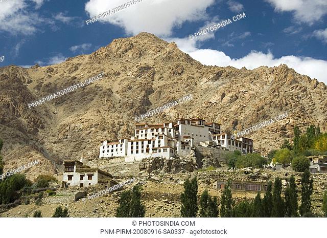 Monastery in front of a mountain, Likir Monastery, Ladakh, Jammu and Kashmir, India
