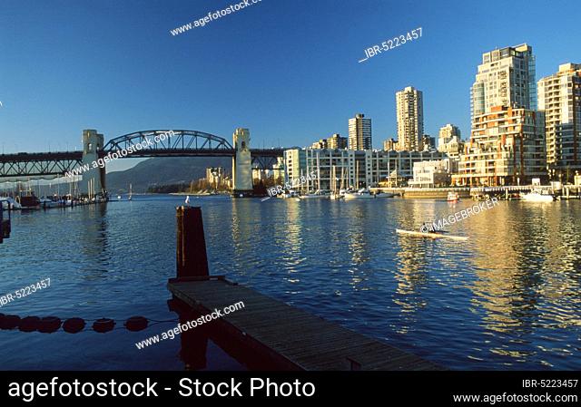 Burrard Bridge and skyline, Downtown Vancouver, British Columbia, Canada, Burrard Bridge and skyline, Vancouver, Burrard Bridge, Canada, North America