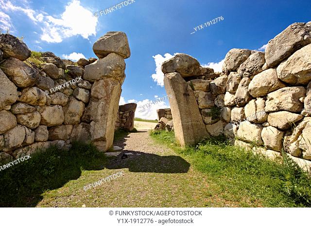 Photo of the Hittite releif sculpture on the Kings gate to the Hittite capital Hattusa 14