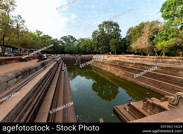 Anuradhapura, Sri Lanka - August 21, 2018: Kuttam Pokuna, Twin Ponds, bathing tanks or pools in the ancient city