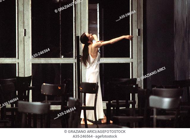 Pina Bausch, German dancer performing the ballet 'Café Müller' (which she choreographed and directed) in La Fenice, Venice, 1987