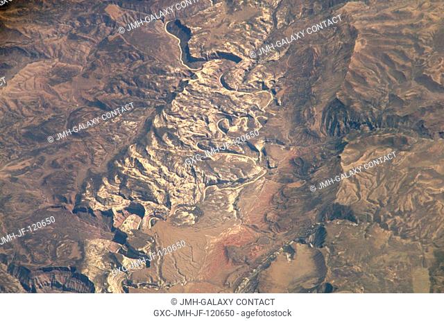 A section of Dinosaur National Monument along the Yampa River in Colorado, which straddles the ColoradoUtah border, is featured in this image photographed by an...
