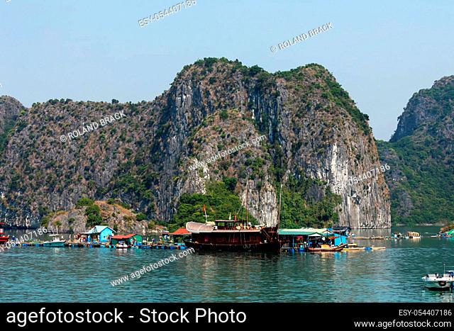 Floating Village and Fisher of the Halong Bay in Vietnam