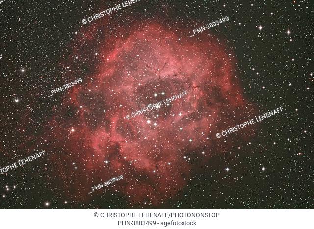 Seine et Marne. Constellation of the Unicorn. Close-up on the spectacular Rosette nebula, a vast gas complex located some 5, 000 light-years away