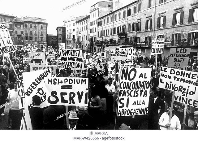 manifestazione pubblica, referendum abrogativo della legge fortuna-baslini sul divorzio del 1974